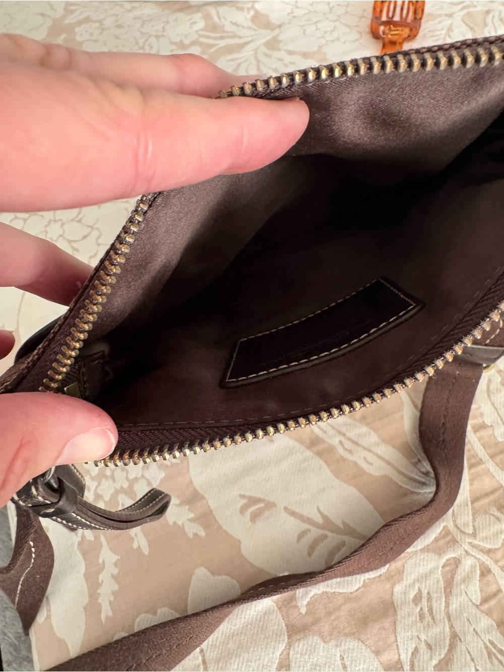 Coach Brown Monogram Crossbody with Dark Brown Leather Trim and Gold Hardware - Picture 5 of 7